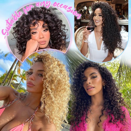 Gowit Pre Looped Deep Wave Crochet Hair 12 Inch 7 Packs Short Curly Black to Brown Pre Twisted Ocean Wave Deep Twist Crochet Braids Synthetic Braiding Hair for Black Women