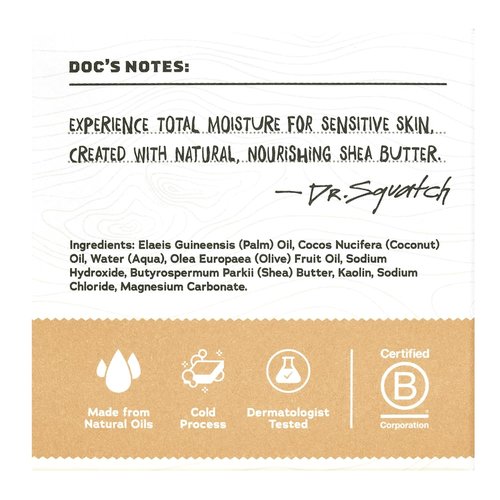 Dr. Squatch Total Moisture Bar Soap | Natural, Fragrance-Free, Plant-Based | 5oz (3-Pack) for Sensitive Skin