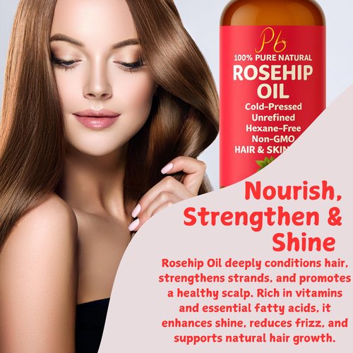 Pomberries Rosehip Seed Oil – Cold-Pressed & Unrefined, Rosehip Oil for Face, Skin & Hair – Rose Hip oil for Scars, Wrinkles, Stretch Marks, Daily Hydration & Gua Sha Massage, 4 fl oz