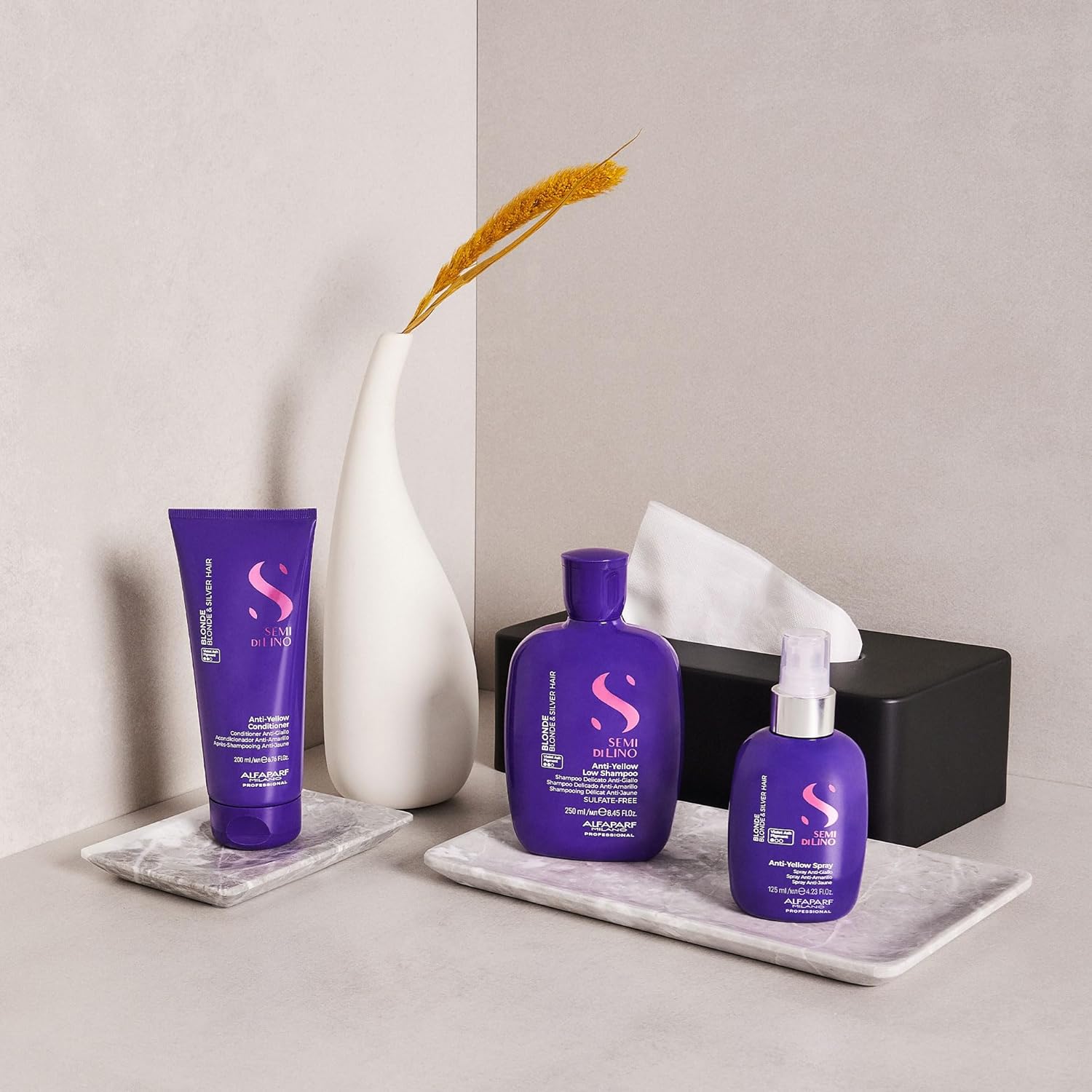 ALFAPARF MILANO Purple Shampoo - Neutralizes Brassy Tones for Blonde & Silver Hair - Hydrating & Strengthening Formula