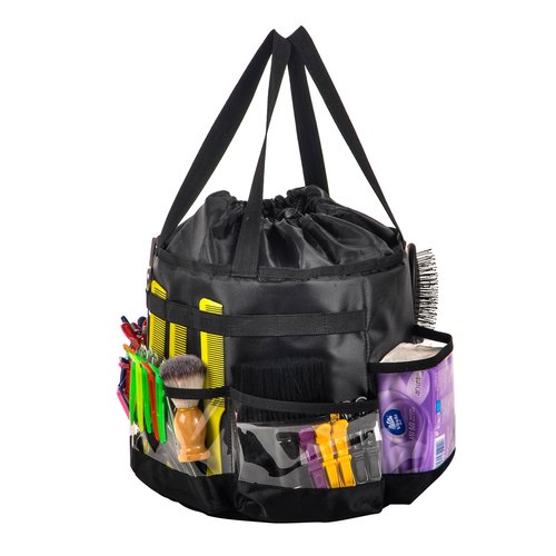 Circular Hairdressing Bag, 2 Piece Set Hairstylist Travel Bag, Large Capacity Makeup Bag for Hairstylist, Barber Tools Storage Organizer with Heat Insulation Material, Waterproof Shower Toiletry Bag