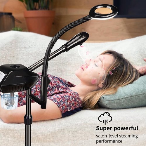 Retain Time Facial Steamer for Ozone Humidifier Atomizer Attach 5× Magnifier and Light, Professional Face Steamer Clean Skin Firming Pores and Moisturizing Suitable for a Beauty, Spa, at Home