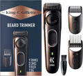 King C. Gillette Cordless Beard Trimmer - 3 Combs, Cleaning Brush & Travel Bag Included | Blue