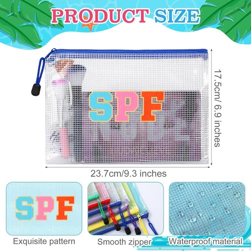 Kacctyen Waterproof Sunscreen Bag - 12 Pcs Clear Makeup Organizer for Beach & Pool | Pink Travel Essentials