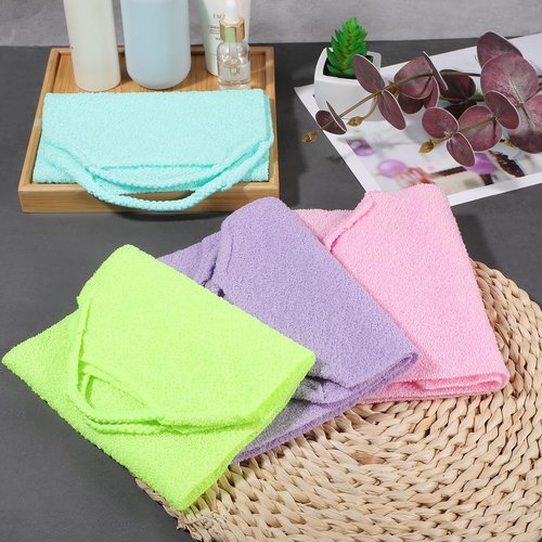 4pcs Exfoliating Back Washers Scrub with Handles Japanese Body Scrubber Cloth Towel for Shower Nylon Back Exfoliator Extended Back Washers Stretchable Body Bath Pull Strap for Cleans Skin Massages