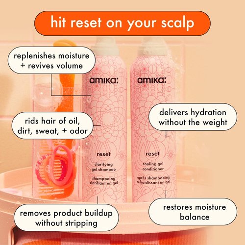 Amika Reset Cooling Gel Conditioner - Revitalize & Hydrate Hair | 8 Fl Oz