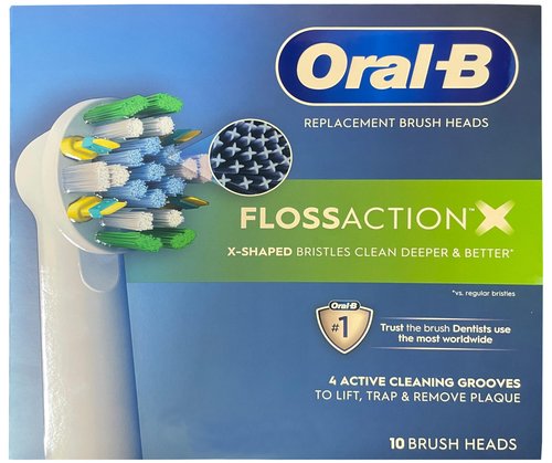 Floss Action Replacement Heads - Electric Toothbrush Heads 10-Count - Compatible with Oral B