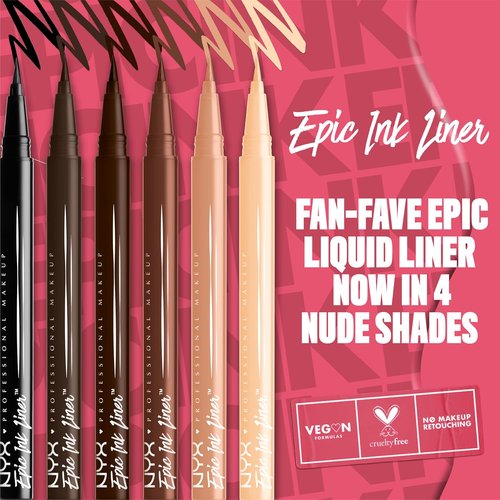 NYX PROFESSIONAL MAKEUP Epic Ink Liner - Waterproof Vegan Liquid Eyeliner in Milk Chocolate (Brown Matte)