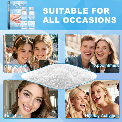Tooth Repair Kit – 2PCS Temporary Tooth Filling, Moldable False Teeth Beads for Teeth Repair, Make You Smile Confident Again