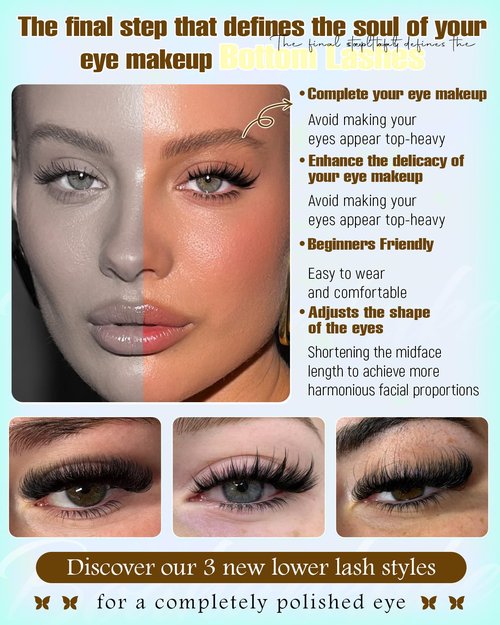 Bottom Lash Clusters 3 Styles Bottom Lashes 240PCS Wispy Eyelash Clusters Lower Cluster Lashes 5-7MM Spiky Bottom Individual Lashes DIY Cluster Eyelash Extensions by Boahankuke