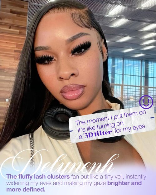 Fluffy Lash Clusters with Spikes 200D+260D Manga Volume Eyelash Clusters 12-22mm Long Cluster Eyelash Extensions D Curl Cluster Lashes Wispy Individual Lashes Clusters by Delyneph