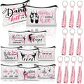 Kacctyen 20 Pcs Dancer Graduation Gifts Bulk Dance Team Makeup Bag for Women Pink Ballet Party Favors Silicone Quote Keychains Dancer Stuff Class Prizes Back to School Birthday Party Gifts for Friend