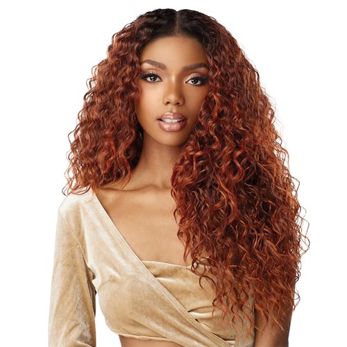 Sensationnel Butta Lace Precut Wigs - Unit 4 Glueless Extra Wide 5 Inch Deep Parting Synthetic Pre Tweezed Smaller Knot Hairline (BALAYAGECOPPER)