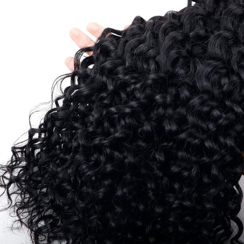 Human Braiding Hair Water Wave Bulk Human Hair For Braiding No Weft Wet And Wavy Human Hair Braiding Hair Extensions For Boho Braids 2 Bundles 100g (16inch, Natural Black)