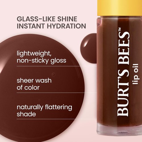 Burt's Bees Lip Oil - Golden Hour Hydration | Nourishing, Non-Sticky Formula with Jojoba Oil, 0.15 oz