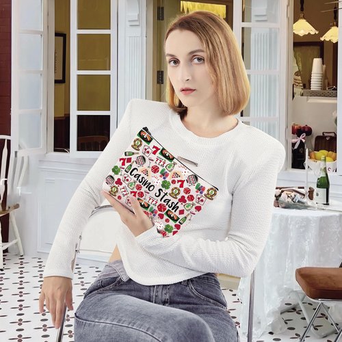 G2TUP Casino Gambling Makeup Bag Casino Stash Accessory Pouch Sevens Zipper Bag for Gambler (Casino New M)