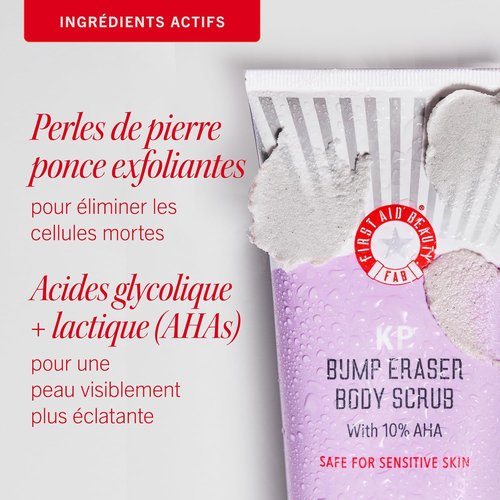 First Aid Beauty KP Bump Eraser Body Scrub - 10% AHA Exfoliator for Keratosis Pilaris | 8 oz