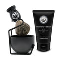 KIKC 5-In-1 Shaving Kit - Handcrafted Pure Badger Brush, Stainless Steel Bowl & Cream | Deluxe Black Gift Set for Bearded Men