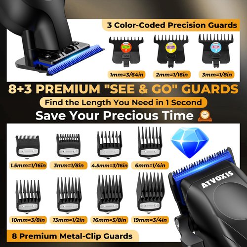 9000 RPM Brushless Motor Professional Hair Clippers Set for Men: Cordless Clippers & Zero Gap Trimmers with DLC Blades LED Display Fast Charging Stands Travel Pouch Maquina Para Cortar Pelo De Hombre