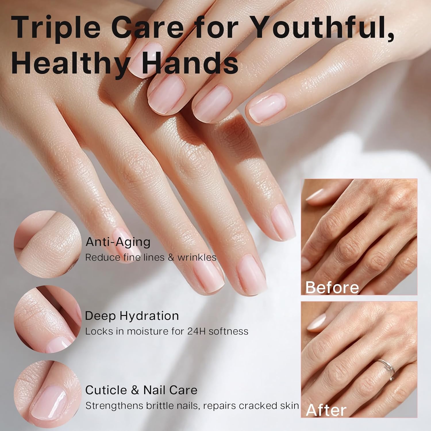 VRAIKO OUHOE Retinol Hand Cream - Anti-Aging Moisturizer with Shea Butter & Collagen for Soft, Youthful Hands (1pc)