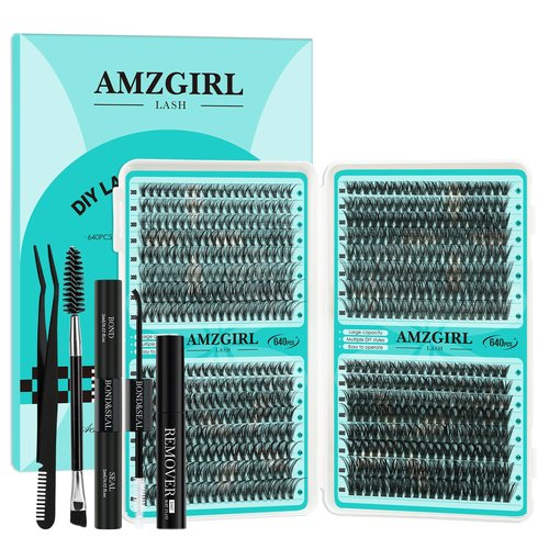 Lash Clusters Kit 640Pcs, 30D+40D+50D+60D Eyelash Extension Kit, Lash Bond and Seal Waterproof, Lash Remover, Lash Applicator Tool and Function Brush for DIY Lash Extension Kit(D-Mix9-16mm Kit)