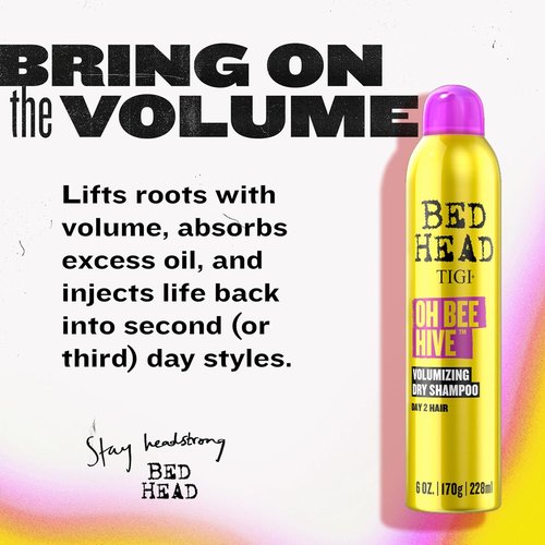 Bed Head by TIGI Volumizing Dry Shampoo - Oh Bee Hive Formula for Day 2 Hair | 6 oz