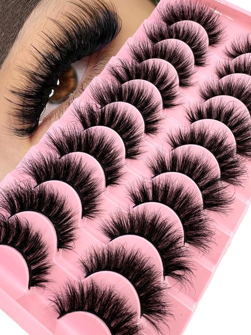 HBZGTLAD New 10 Pairs 3D Mink Lashes False Eyelashes Handmade Wispy Fluffy Long Lashes Natural Eye Makeup Tools Eye Lashes (837)