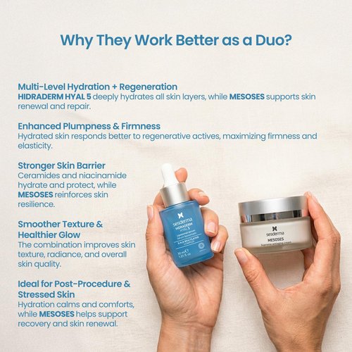 Sesderma Revitalizing Pack - Hydradrerm Hyal 5 Serum & Mesoses Cream | Hydrating Duo with 5 Types of Hyaluronic Acid, Niacinamide & Amino Acids for Brighter Skin