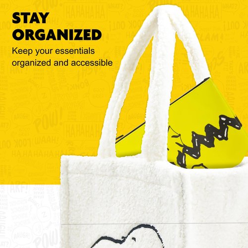 Concept One Peanuts Woodstock Travel Makeup Bag, Trapezoid Cosmetic Organizer Pouch for Women, Yellow