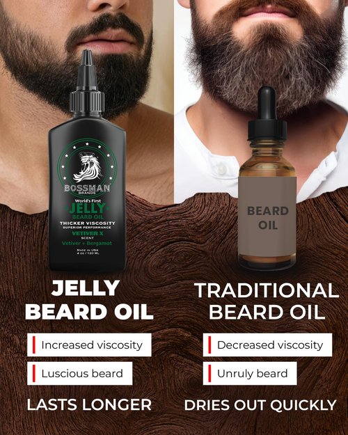 Bossman Jelly Beard Oil Variety Pack - Beard Grooming Care and Growth Kit - All 6 Beard Jelly Oil Scents - Made in USA