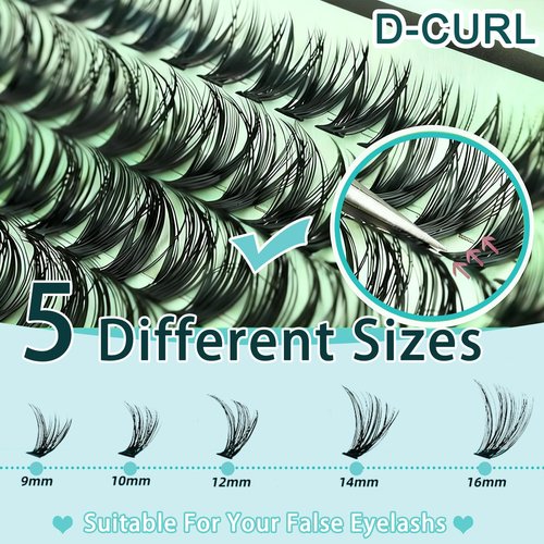 FebFeb Lash Clusters Kit 640pcs Eyelash Cluster Extensions 30D+40D Curl Individual False Eyelashes Natural Fluffy Mink Lash Clusters Extension Kit (9-16mm with Lash Bond&Seal,Brush,Tweezers)