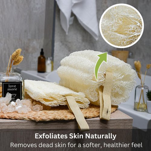 Natural Egyptian Loofahs Exfoliating Scrubber for Shower, Natural Loofah Sponge Body Scrubber, Deep Clean & Invigorate Your Skin, for Men and Women (Natural Loofah, 3, Count)