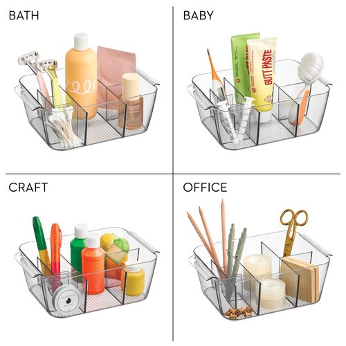 iDesign Makeup Organizer for Countertop - Storage for Cosmetics and Toiletries, Set of 2, Clear, Made in USA