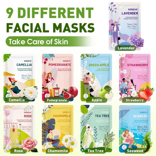 27 Pack Collagen Sheet Face Masks Skincare for Women, Bulk Hydrating Face Mask Set for Dry Skin, Moisturizing Facial Masks for Skin Care, Valentines Day Gifts for Her, Mothers Day Gifts, Teacher Gifts