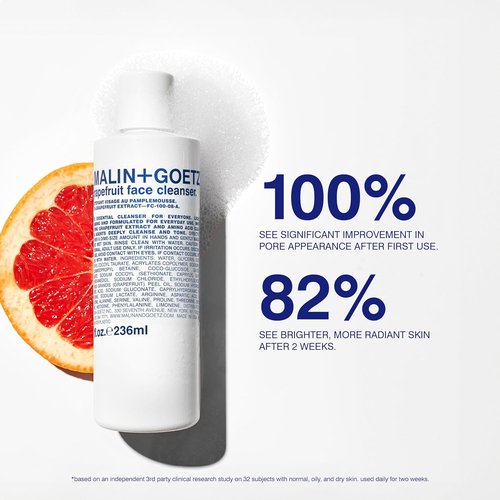 MALIN+GOETZ Grapefruit Face Cleanser - Gentle 3-in-1 Foaming Gel with Vitamin-Rich Grapefruit | Purifies + Brightens | Vegan (8 Fl Oz)