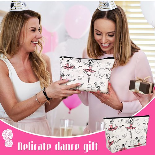 Gerrii 6 Pack Dance Makeup Bag Gift Dancer Cosmetic Bags Ballet Recitals Dancer Team Ballet Gifts Toiletry Zipper Pouch Portable Ballerina Travel Case for Women Ladies Dance Lover Rewards(Classic)