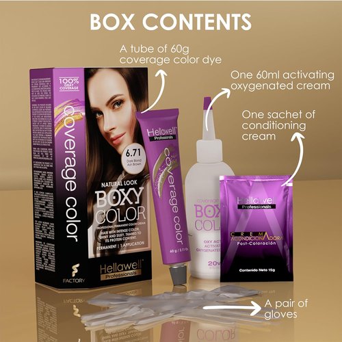 Skiennix Professional Coloring Kit - Permanent Hair Dye for Gray Coverage | 6.71 Dark Blonde Ash Brown + Reviving Shampoo & Conditioner