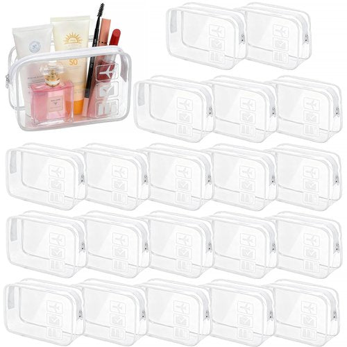 GEPAPE TSA Approved Clear Travel Toiletry Bag, Makeup Cosmetic Bag for Women Men 20 Packs (White)