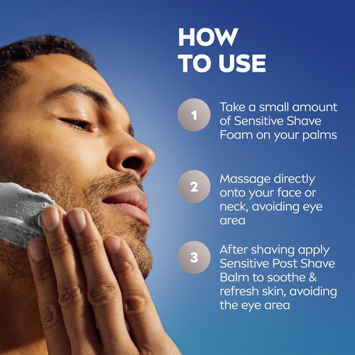 NIVEA MEN Sensitive Shave Foam with Vitamin E, Soothing Chamomile and Witch Hazel Extracts, 6 Pack of 7 Oz Cans
