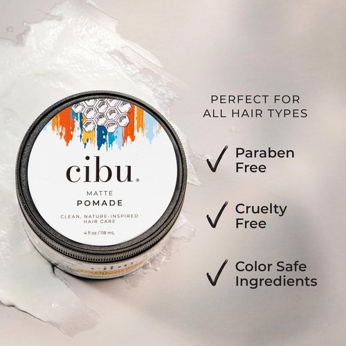 CIBU Matte Pomade - Long Lasting Hold Hair Pomade for Men & Women - Beeswax Firm Grip - 4oz