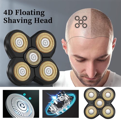 Roziapro Replacement Shaver Head Blade Cutters 5D Floating Shaving Waterproof Electric Razor (Gold Pack2)