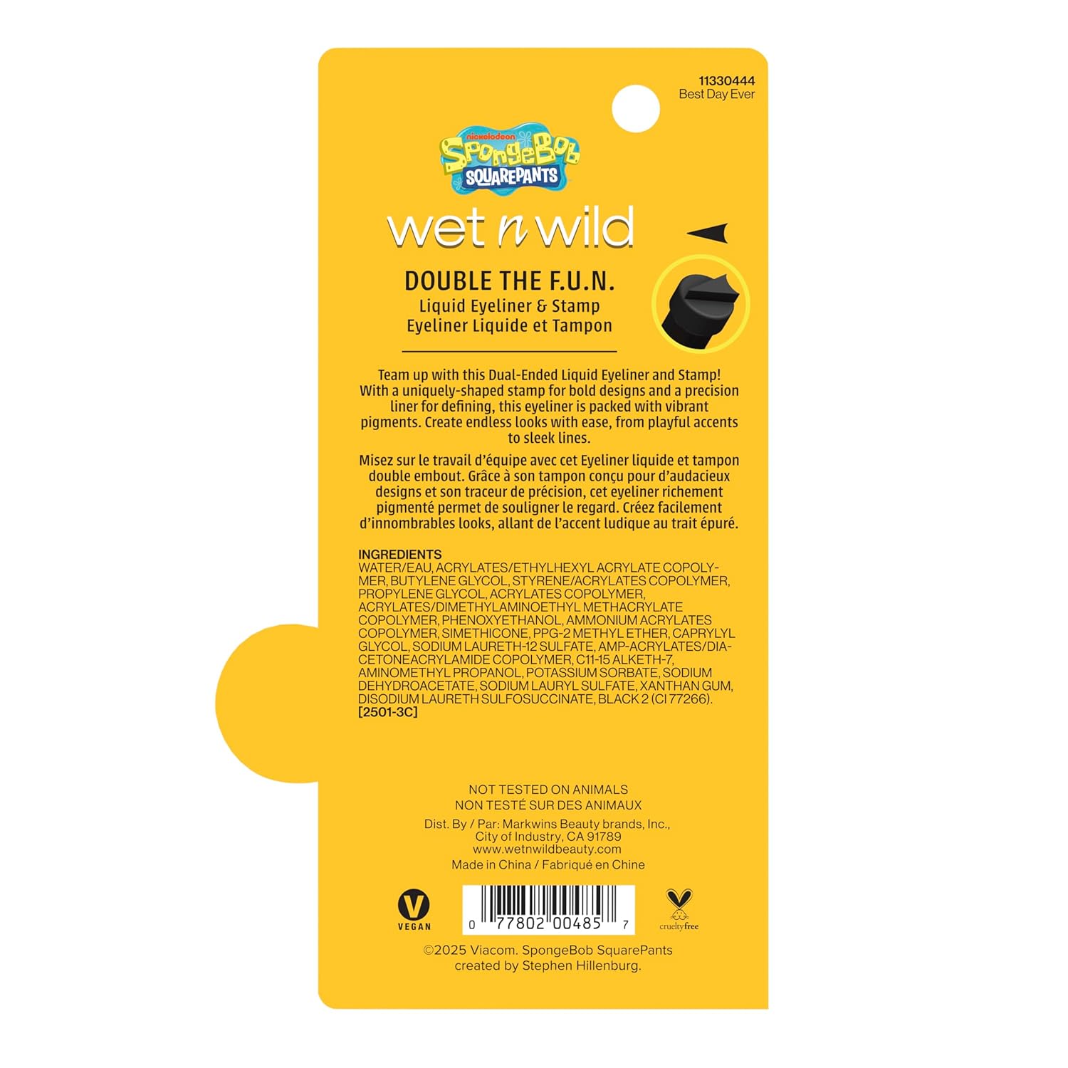 Wet n Wild Spongebob Double The F.U.N. Liquid Eyeliner & Stamp - Vibrant Colors for All-Day Wear