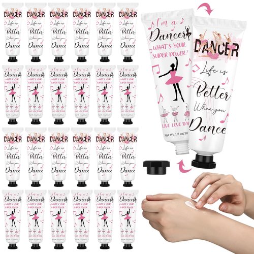 Loopeer 24 Pcs Dancer Gifts Bulk Recital Ballerina Party Favors Double Sided Hand Cream Set Travel Size Moisturizing Hand Lotion Dance Team Ballet Gifts for Women