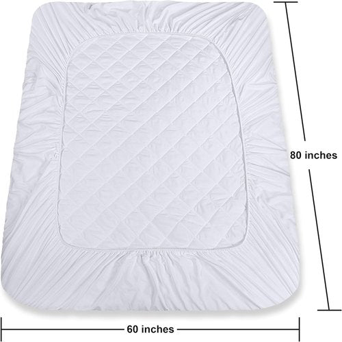 Utopia Bedding Quilted Fitted Mattress Pad - Queen Size Deep Pocket Protector | Machine Washable (White)