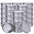 Silver 2 Ounce Aluminum Tin Jar Refillable Containers 60ml Aluminum Screw Lid Round Tin Container Bottle for Cosmetic,Lip Balm, Cream, 30 Pcs