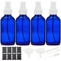 Bastelica Cobalt Blue Glass Spray Bottles 4 oz, Small Empty Spray Bottles for Essential Oils, Fine Mist for Face, Hair, Plants, Travel, Perfumes, Cleaning Solutions - 4 Pack