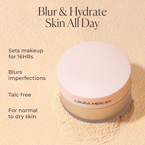 Laura Mercier Translucent Loose Setting Powder - Talc-Free, Ultra-Blur, 16HR Hydration | Mint Green Color Corrects Redness