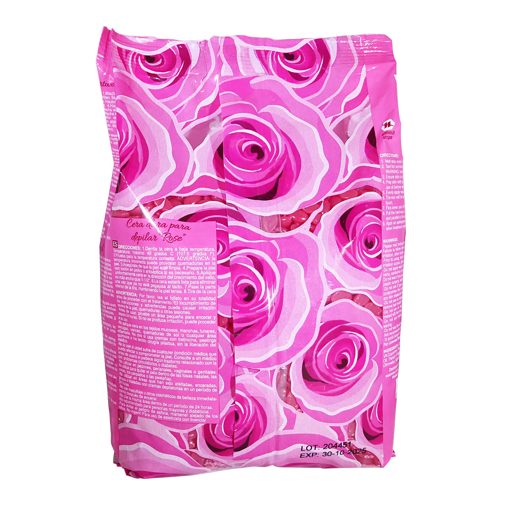 Waxness Film Hard Wax Beads Rose 2.2 lb (1 kg) – Stripless Professional Hard Wax with Rose Scent for Face & Body, Smooth Application – Made in Italy