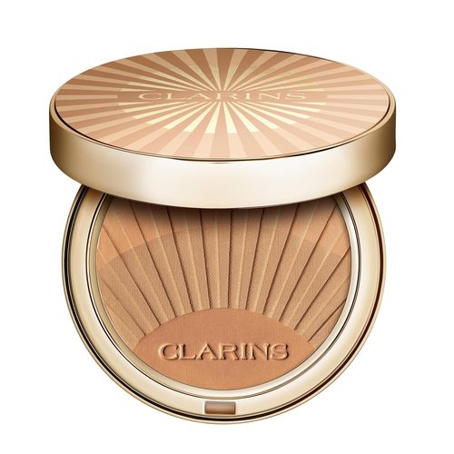 Clarins Bronzing Powder - Buildable Luminous Matte Finish | 3-in-1 Bronzer, Contour & Highlighter | Natural Sun-Kissed Glow | 0.4 Ounces