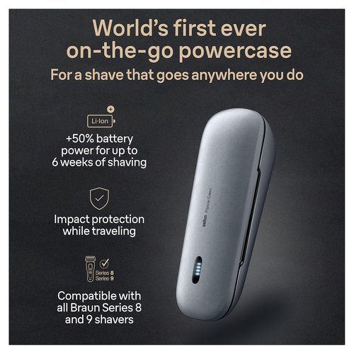 Braun Powercase for Electric Razors - Portable Shaver Case for Series 9 Pro & 8 | Charges Up to 6 Weeks